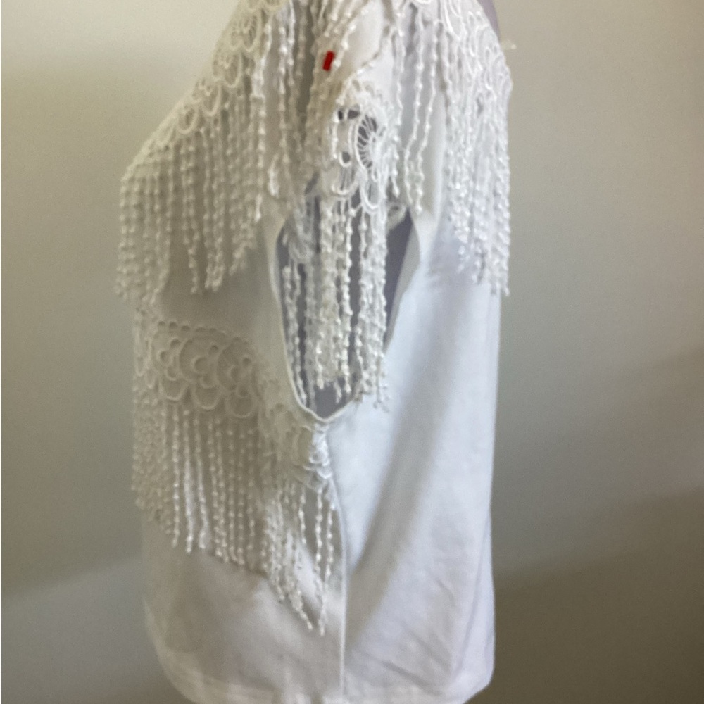SAM KNOTTED Fringe White Top - Picture 3 of 4